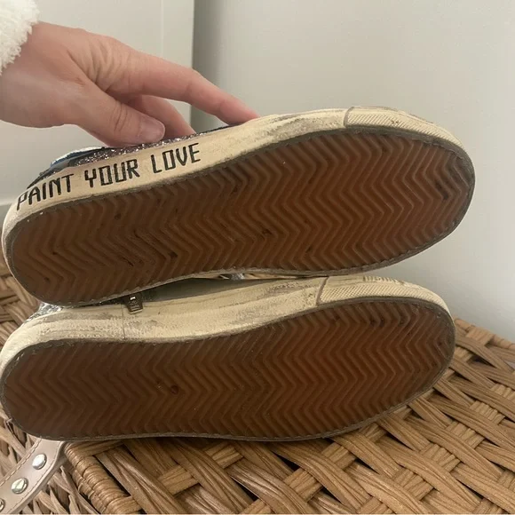 Golden Goose High Top Slide Sneaker Laminated And Glitter